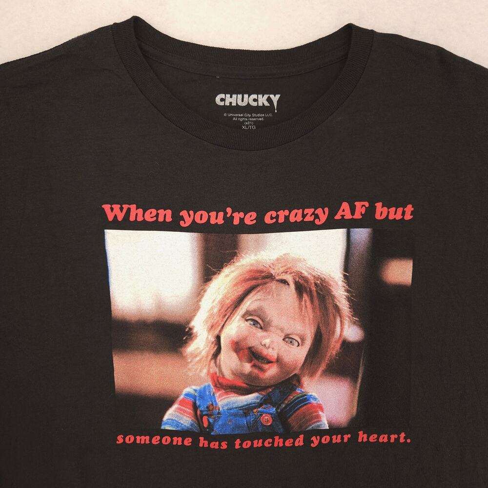Chucky Movie Crew Neck Short Sleeve Graphic T Shirt Mens Size XL Black